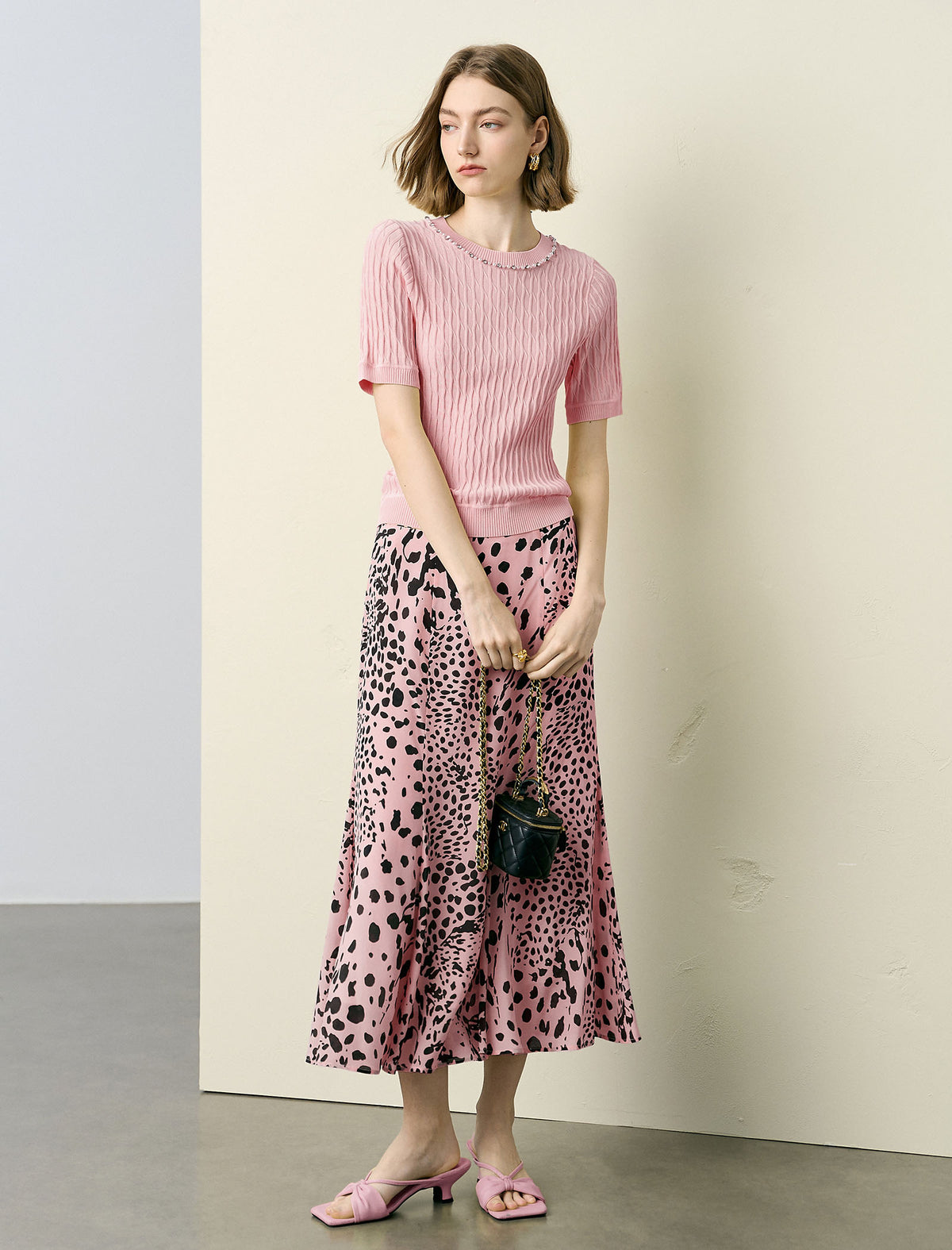 Leopard Print Fishtail Midi Skirt