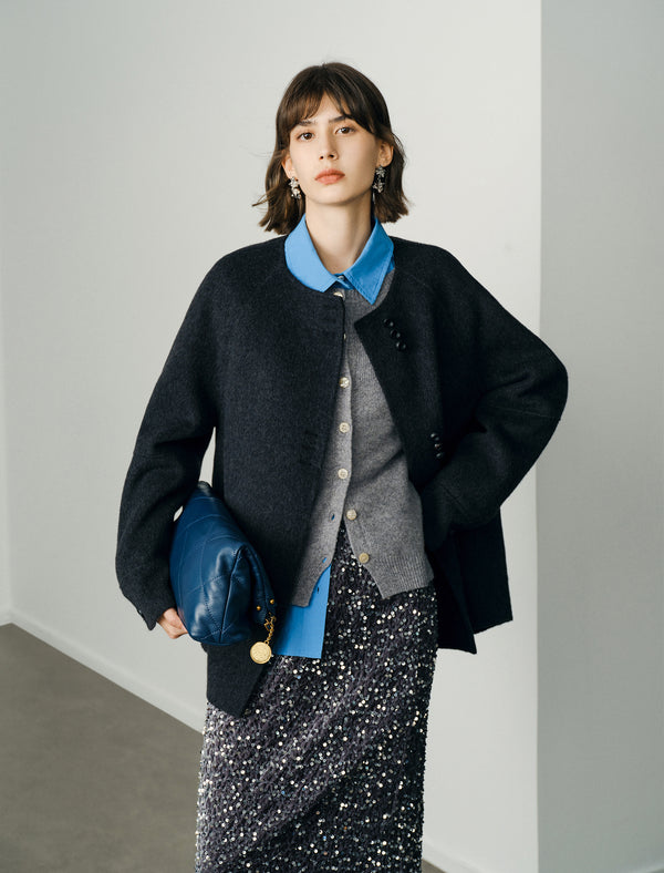 Charcoal Grey Wool Blend Coats