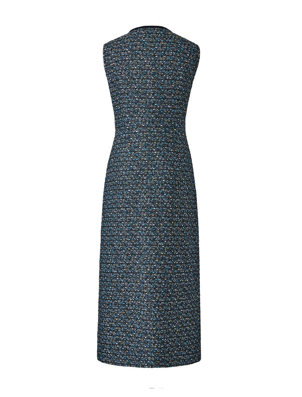 Waist-Defining Round Neck Sleeveless Midi Dress