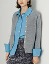 100% Wool Round Neck Long-Sleeve Knit Cardigan