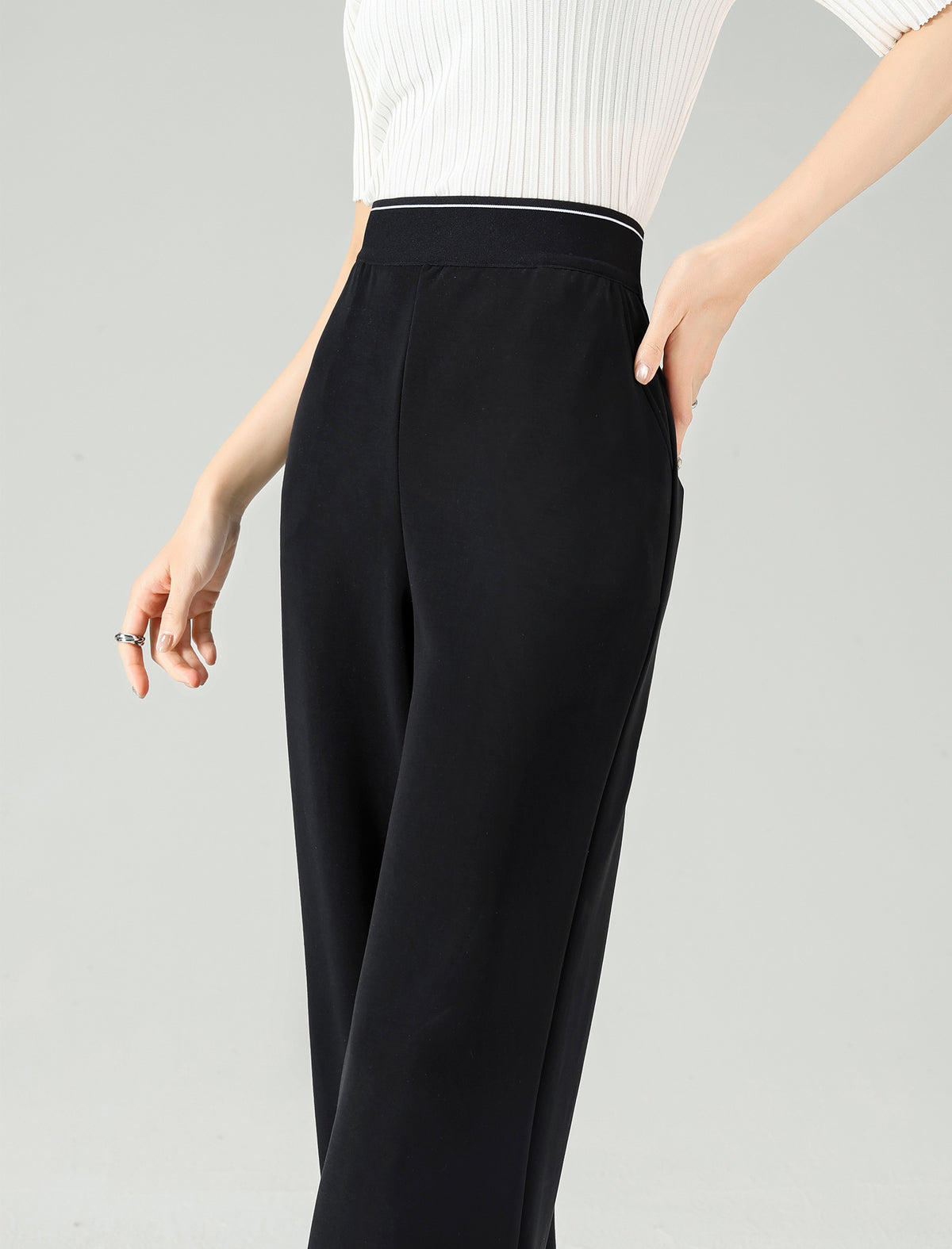 High‑Waist Solid Wide‑Leg Trousers