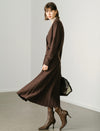 Wool Blend Pleated A-Line Midi Skirt