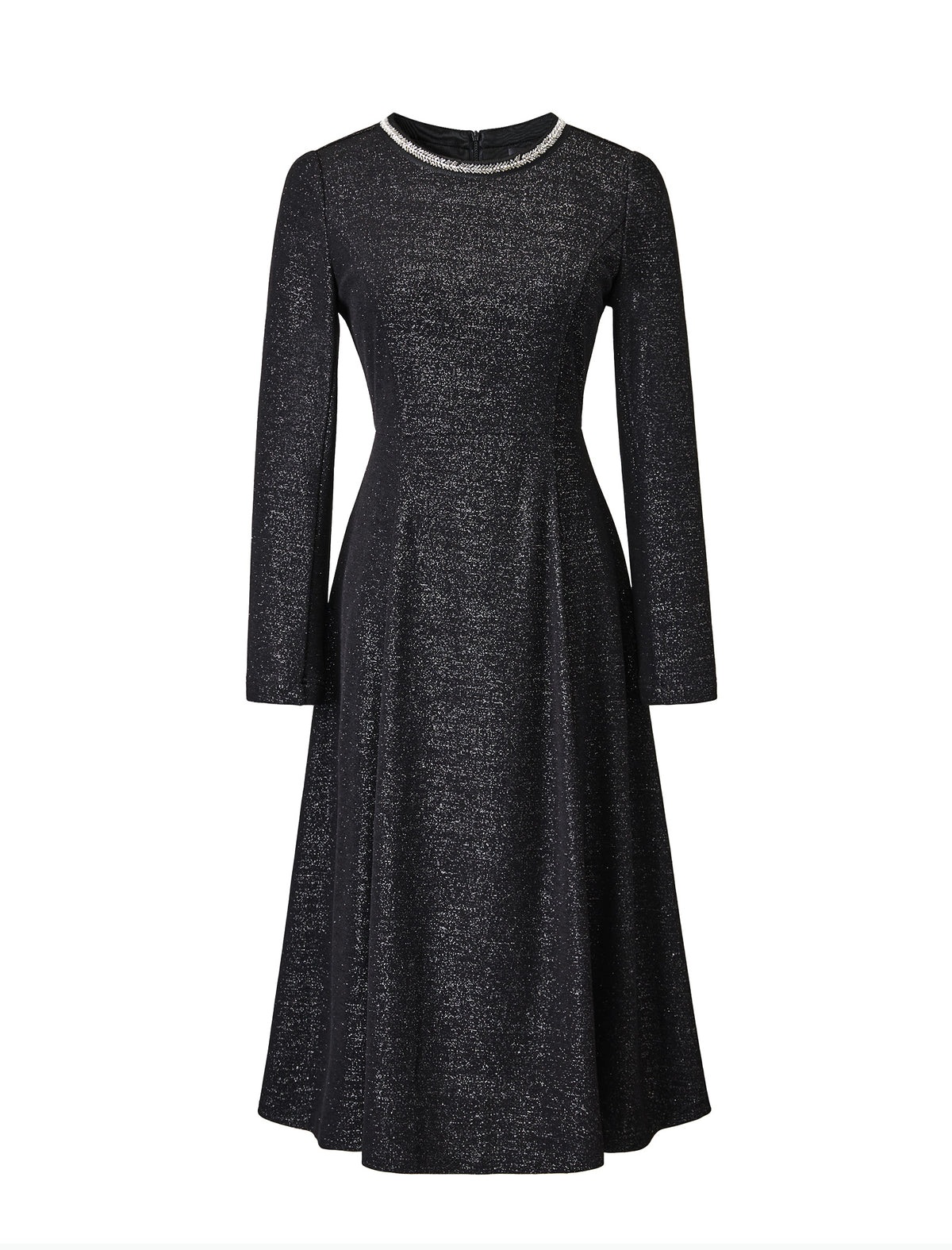 Chain Neckline Sparkle Midi Dress