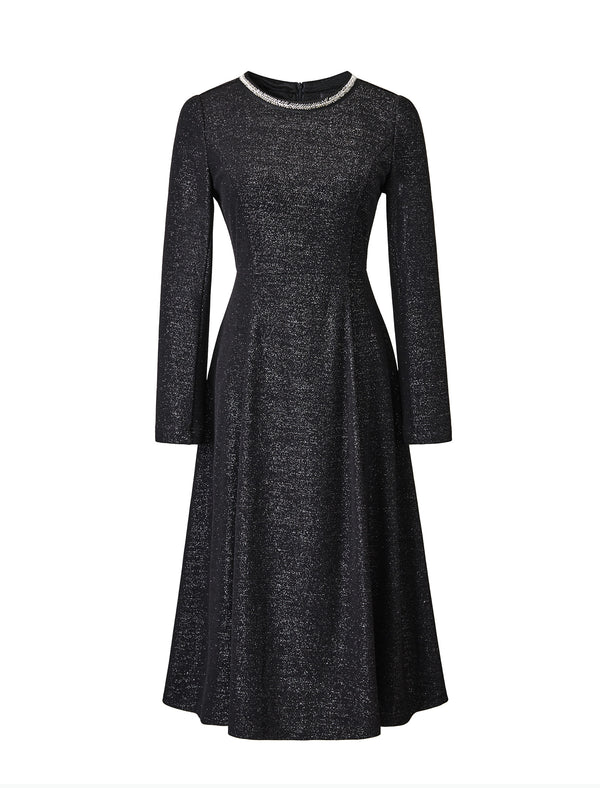 Chain Neckline Sparkle Midi Dress