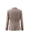 Plaid Button-Front Fitted Blazer