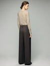Wool Blend Pleated High-Waist Wide-Leg Pants