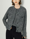 Wool Blend Vintage Round Neck Knit Cardigan