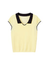Yellow Contrast Collar Short Sleeve Knit Polo
