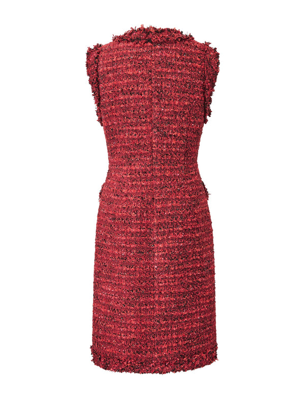 Tweed Double-Breasted Sleeveless Mini Dress