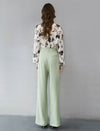 Abstract Floral Print Boat Neck Blouse
