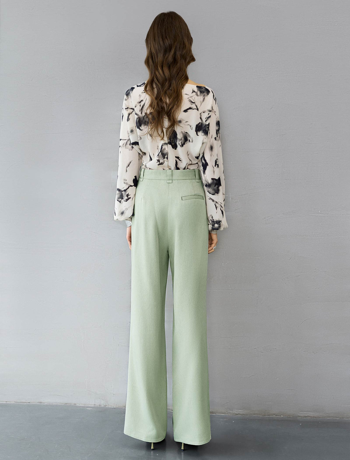 Abstract Floral Print Boat Neck Blouse