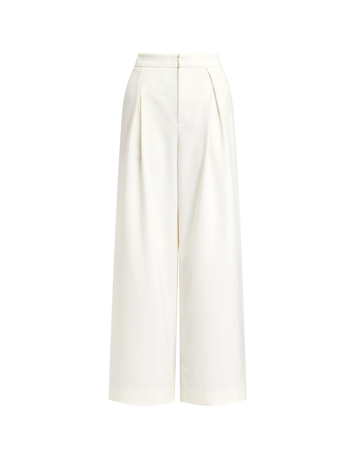High Waist Pleated Wide Leg White Dress Pants