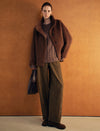 Wool-Cashmere Silk Blend Stand Collar Fuzzy Jacket
