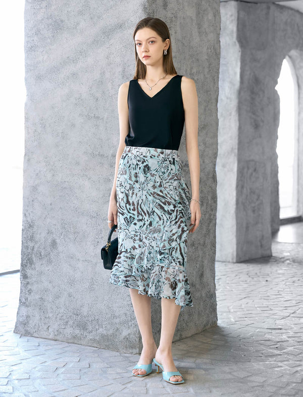 Satin V-Neck Sleeveless Top