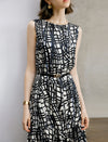 Geometric Print Sleeveless Midi Dress