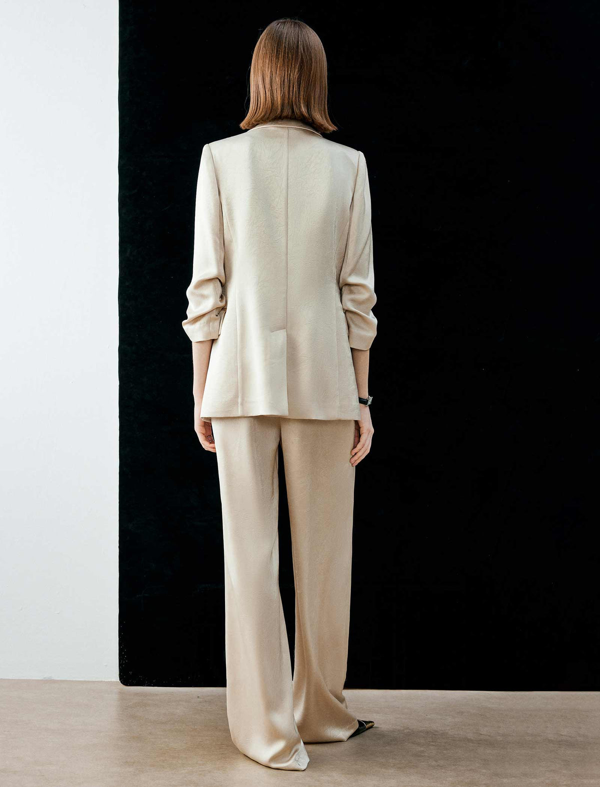 Satin Texture Single Breasted Blazer