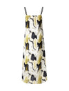 Abstract Print Pleated A-Line Midi Skirt