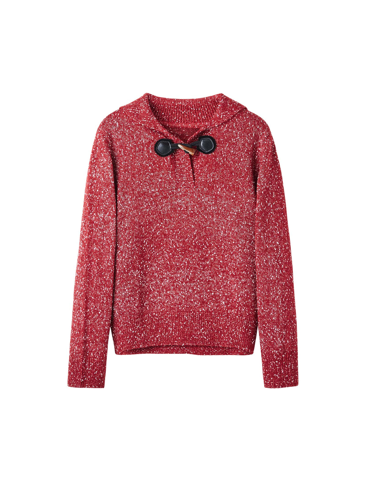 Toggle Collar Textured Knit Sweater