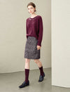 Burgundy Wool-Blend Cutout Neck Sweater