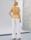 Gardenia Burnout Floral Tie-Waist Blouse