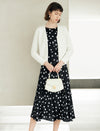Black Polka Dot Long Sleeve Midi Dress