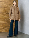 Wool Sleeve Hooded Quilted Down Coat