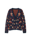 Floral V-Neck Button Front Knit Cardigan