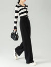 Stylish Black Drawstring Wide Leg Pants