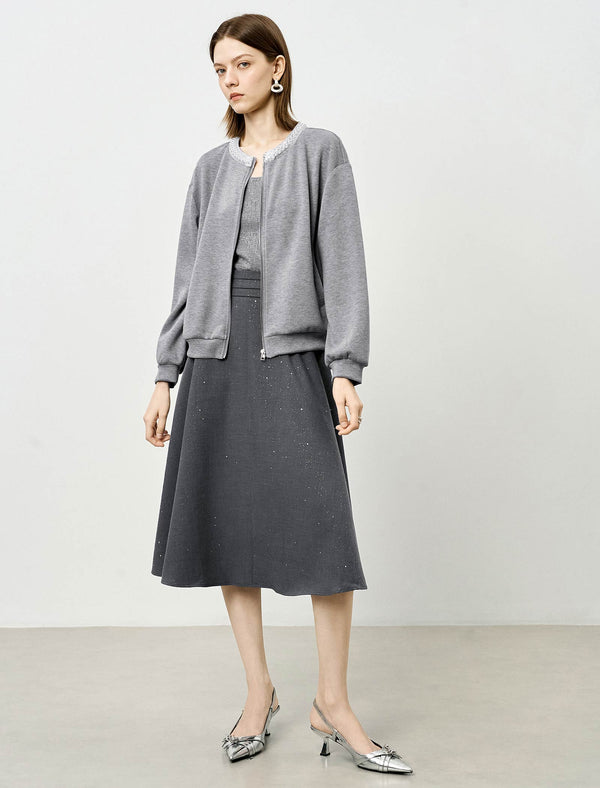 A-Line Sparkle Detail Midi Skirt