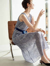 Abstract Stripe Sleeveless Midi Dress