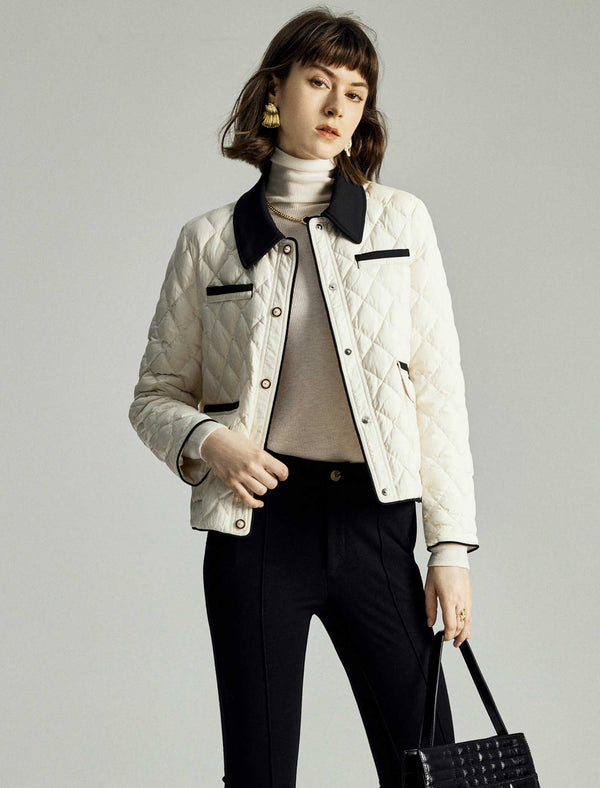 Quilted Contrast Detail Down Jacket