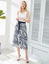 Geometric Print Self-Tie Midi Skirt