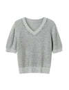 V-Neck Embellished Knit Top