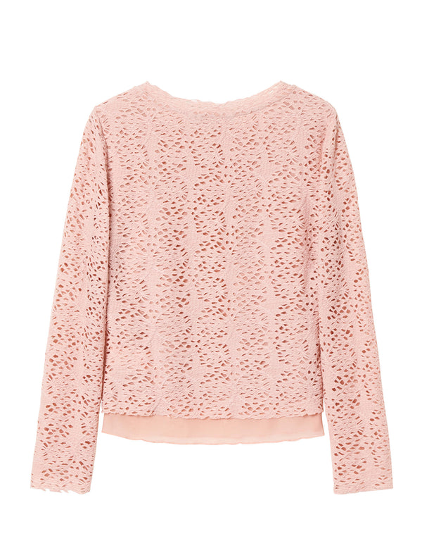 Pink Lace Long Sleeve Top
