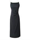 Black Boat Neck Sleeveless Midi Dress