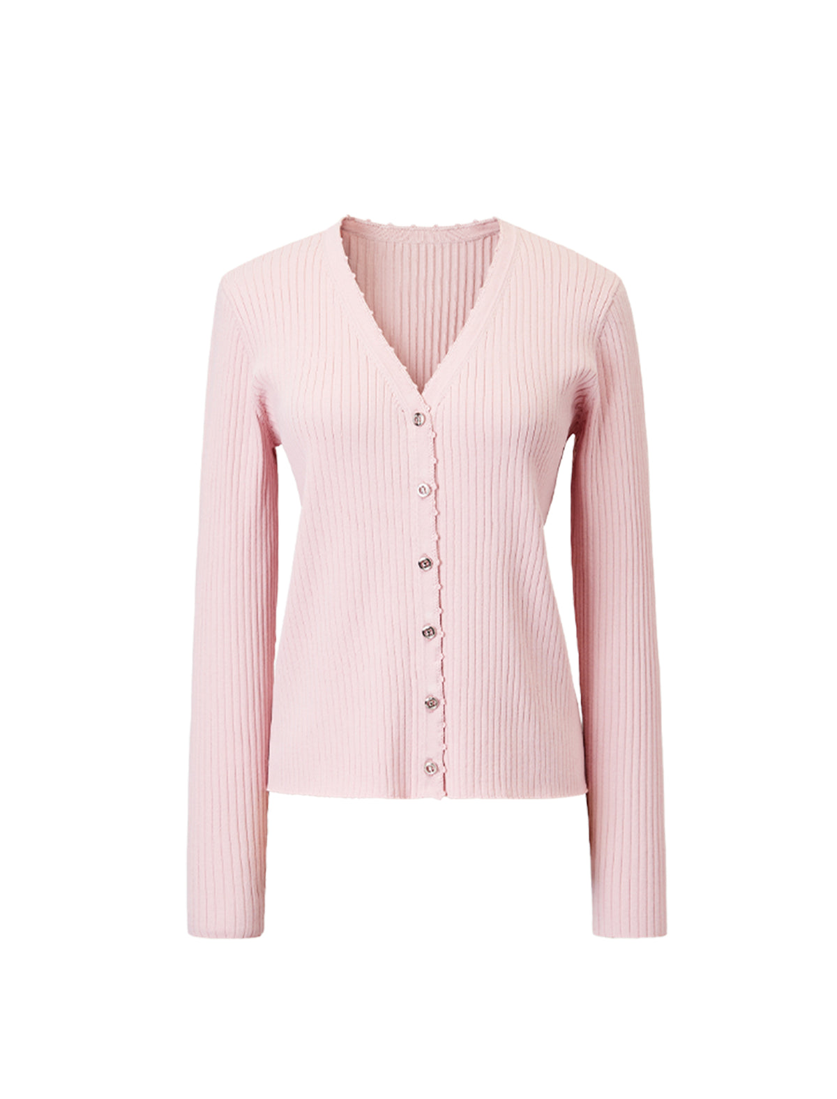 Ribbed Knit V-Neck Cardigan