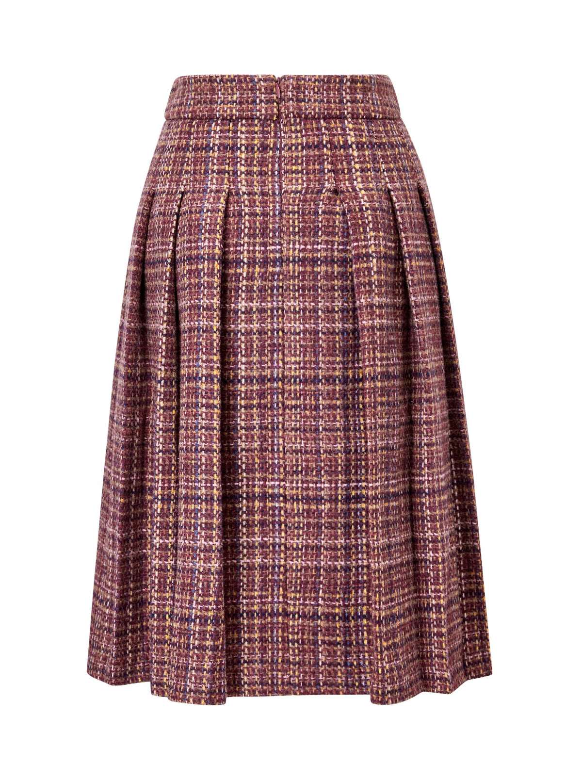 Wool-Blend Plaid Midi Skirt