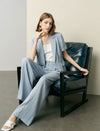 High Waisted Linen Blend Wide Leg Pants