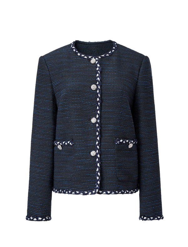 Navy Blue Tweed Jacket