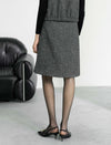 Wool Gray Classic Mid-Length Skirt
