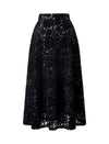 Black Floral Lace Midi Skirt