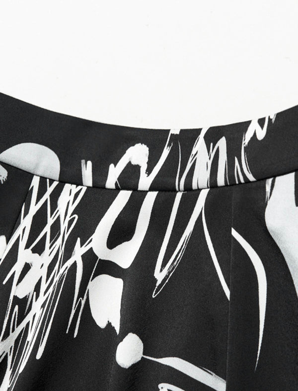 Abstract Print Midi Skirt