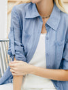 Tencel Light Blue Drawstring Shirt