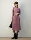 Mock Neck Pleated Midi Dress