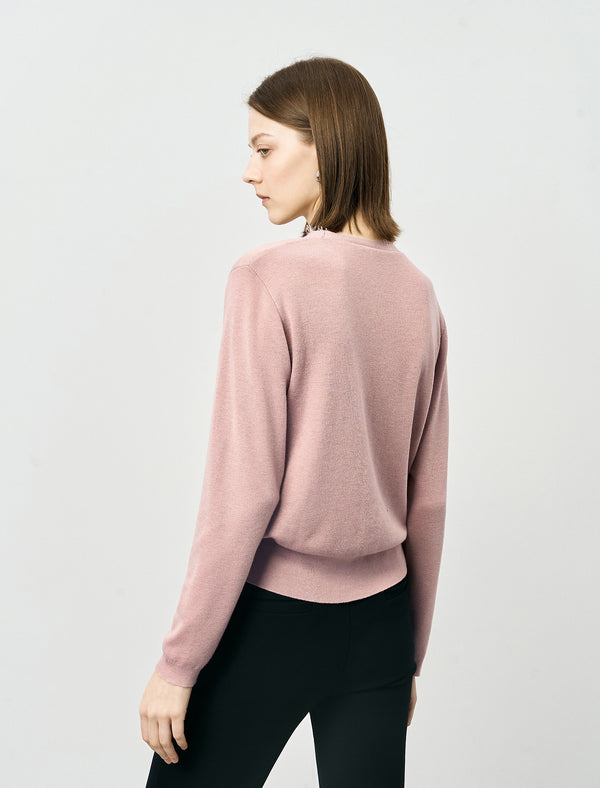 V-Neck Lace Detail Cardigan