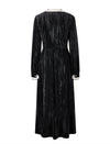 Black Velvet Contrast Trim Midi Dress