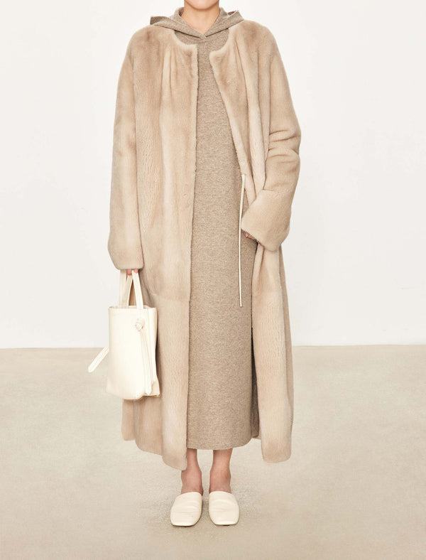 Oversized 100%Wool Hooded Midi Dress