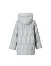 Hooded Seamless-Quilted Zip-Front Mid-Length Puffer Coat