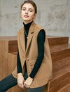 Camel Wool-Blend Lapel Vest