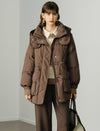 Brown Removable Hood Down Jacket